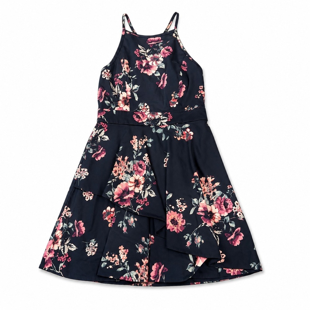 Speechless Floral Halter Fit Flare Dress Women's Size‎ 9 Navy Pink Party